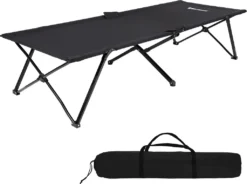 SONGMICS Campingbett Schwarz Oxford-Gewebe XL 206 X 75 X 45 Cm Bis 260 Kg Belastbar Feldbett Stahl Gartenliege Sonnenliege GCB25H