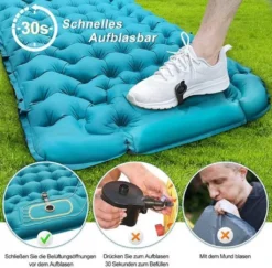 Isomatte Camping Aufblasbar, 9cm Dicke Isomatten Camping Ultraleicht Mit Kissen Isomatte Selbstaufblare Schlafmatte, Wasserdichte & Faltbare -Campingbedarf Geschäft 01b819b0649a99d2ff13785943de26ac