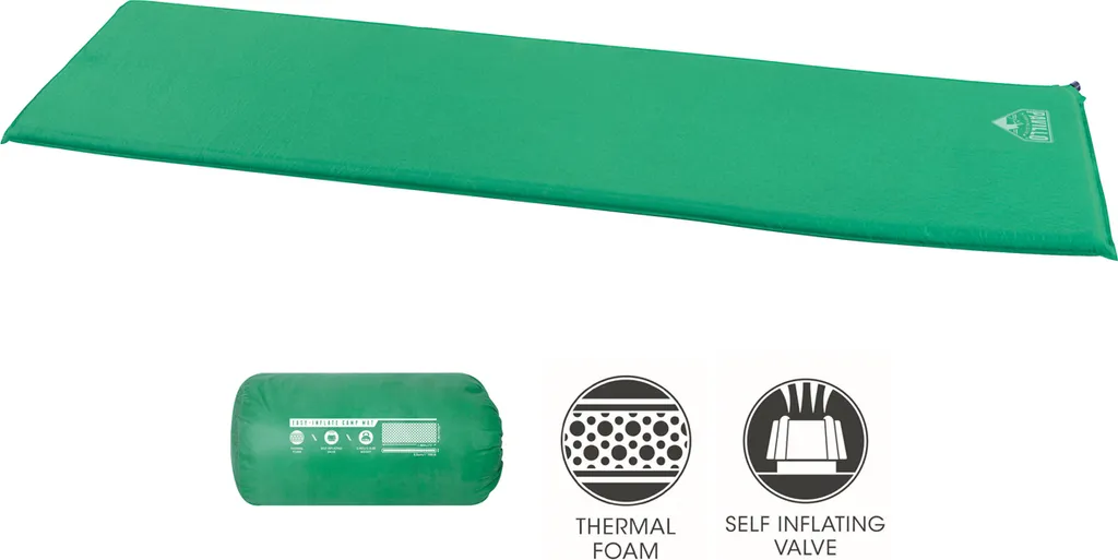 Bestway "Easy-Inflate Camp Mat" Selbstaufblasende Thermomatte, 180 X 50 X 2,5 Cm, Grün, 68058 – Bild 9