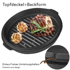 Mucola Gusseisen Feuertopf Gusstopf Inkl. Deckelgriff 2in1 Kochtopf & Pfanne 4,2L Dutch Oven Potjie Camping Kochgeschirr -Campingbedarf Geschäft 07916ca0e115c58e0a3b016460834999
