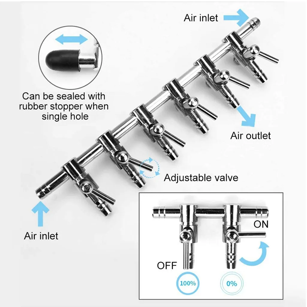 Aquarium Luftverteiler Luftstromregler Rückschlagventil Aquarium Luftregelventil Edelstahl Luftabsperrhahn Aquarium Luftpumpe Zubehör Für 6mm Schlauch Luftpumpe – Bild 7