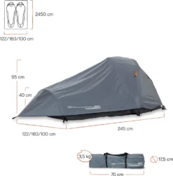 Where Tomorrow 2-Personen-Kompakt-Zelt - Pop Up Wurfzelt Trekkingzelt - 245x160x95 Cm - Grau -Campingbedarf Geschäft 0a3f54d6ae4a0ace43d0986f00ed6c2e