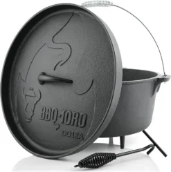 BBQ-Toro Dutch Oven DO18A, 19,0 L Alpha Gusseisen Kochtopf, Gusstopf