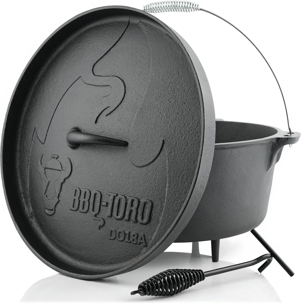 BBQ-Toro Dutch Oven DO18A, 19,0 L Alpha Gusseisen Kochtopf, Gusstopf