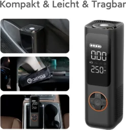 QiCYCLE Elektrische Luftpumpe, Tragbarer Luftkompressor Mit LED-Licht, Hochpräziser Digitaler Akku-Kompressor Reifenfüller Für Auto, Motorräder, Fahrräder, Bälle -Campingbedarf Geschäft 0f2f230bb5cd290553f68a862f61a82b