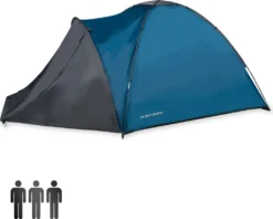 DUNLOP Campingzelt - Kuppelzelt Für 3 Personen - Wasserfest - 210 X 220 X 130 Cm - Inkl. Tragetasche
