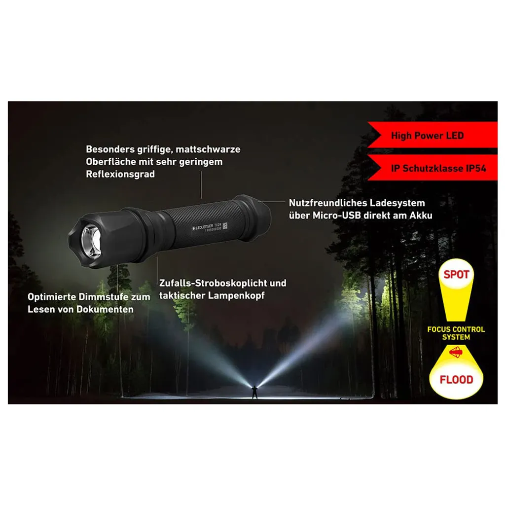 Chip-Fire TX2000R LED Taschenlampe Aus Dem Hause LEDlenser, Ultra-kompakt, 400 Lumen, 14500 Akku, 185 Meter Leuchtweite, Inkl. Gürteltasche, Handschlaufe – Bild 2