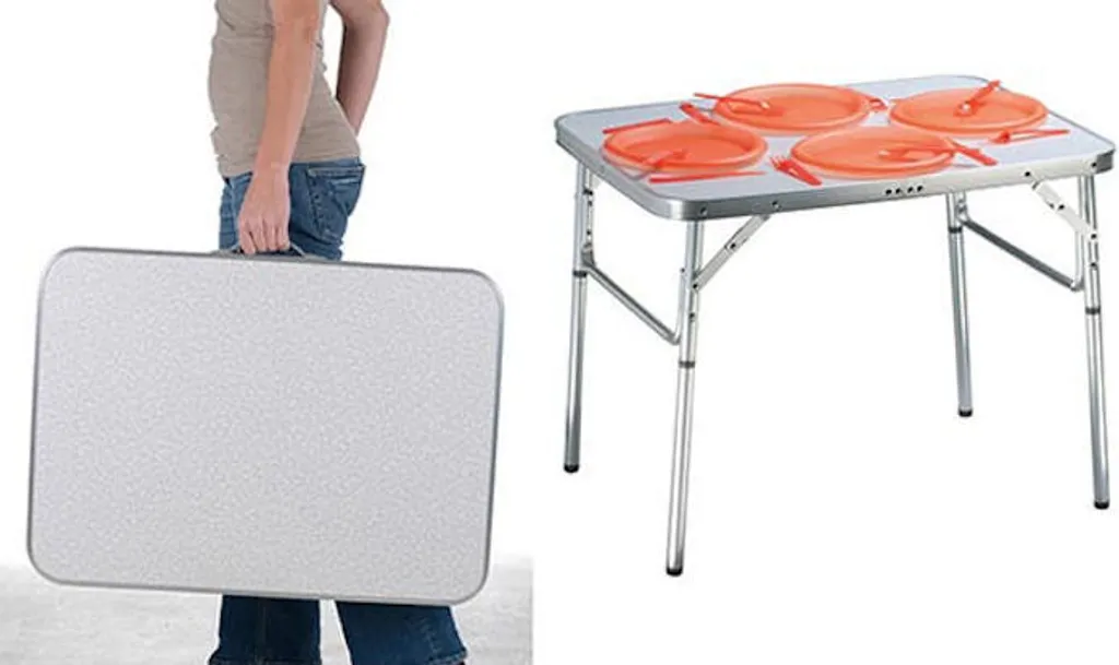 Camp Active Campingtisch - Klappar - Leicht - Höhenverstellbar Von 25 Bis 59CM - Tischplatte 75 X 55 CM - Aluminium/MDF - Weiß – Bild 10