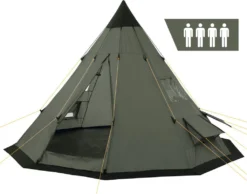 CampFeuer Tipi Zelt Spirit Für 4 Personen | Olivgrün | 3000 Mm Wassersäule