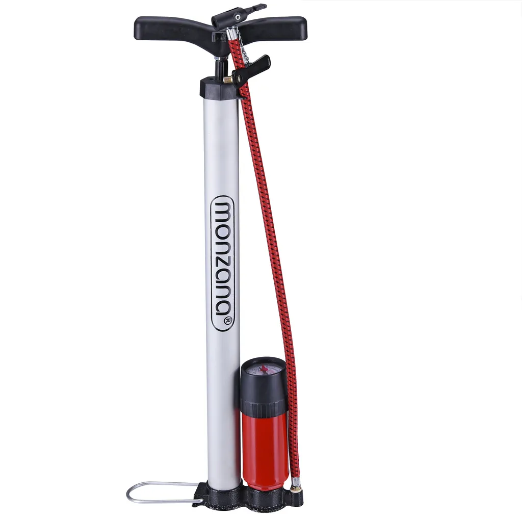 Monzana Standluftpumpe Inkl 3 Zusatzadapter 60/100 Cm Schlauch Luftpumpe Bis 7 Bar Für Fahrrad Auto Luftmatratze Motorrad , Model:7 Bar – Bild 3