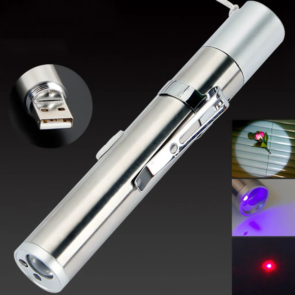 2 Stück LED Taschenlampe 3 In 1 UV Lampe USB Wiederaufladbar – Bild 4