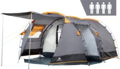 CampFeuer Zelt Super+ Für 4 Personen | Grau / Schwarz | 3000 Mm Wassersäule