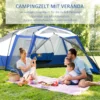 Outsunny Camping Zelt 6-8 Personen Zelt Familienzelt Mit Vorraum 2 Fenster Kuppelzelt PU3000mm Für Trekking Festival Glasfaser Blau 518 X 487 X 237 Cm