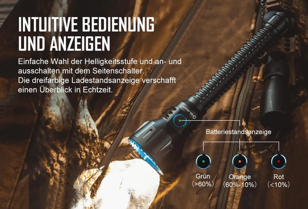 OLIGHT JAVELOT TURBO NW LED Taschenlampe USB Aufladbar MCC3 Magnetisches Ladeskabel 1300 Lumen 1300 Meter Leuchtweite Wasserdicht 4 Lichtmodi – Bild 8