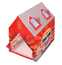 Spielzelt Als Feuerwache Für Kinder Mit 2 Eingängen, Zelt Fürs Kinderzimmer, Für Spielecke Und Garten Steck-Klick-Montage