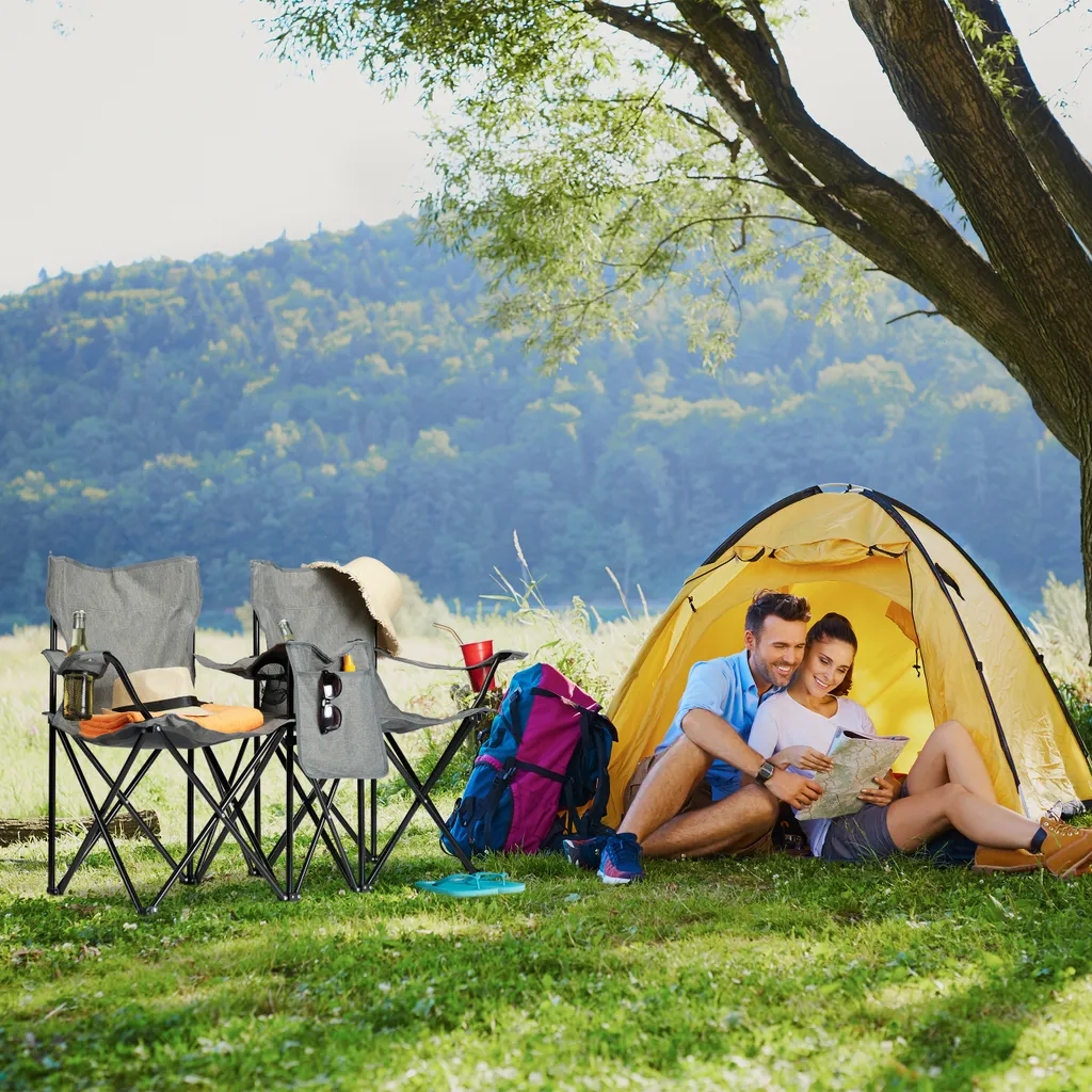 Relaxdays Doppel Campingstuhl Mit Getränkehaltern – Bild 2