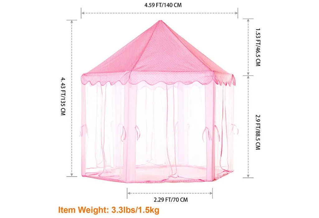 Kinderzelt Babyzelt Spielhaus Prinzessin Spielzelt Bällebad Spielhöhle Zelt Rosa – Bild 9