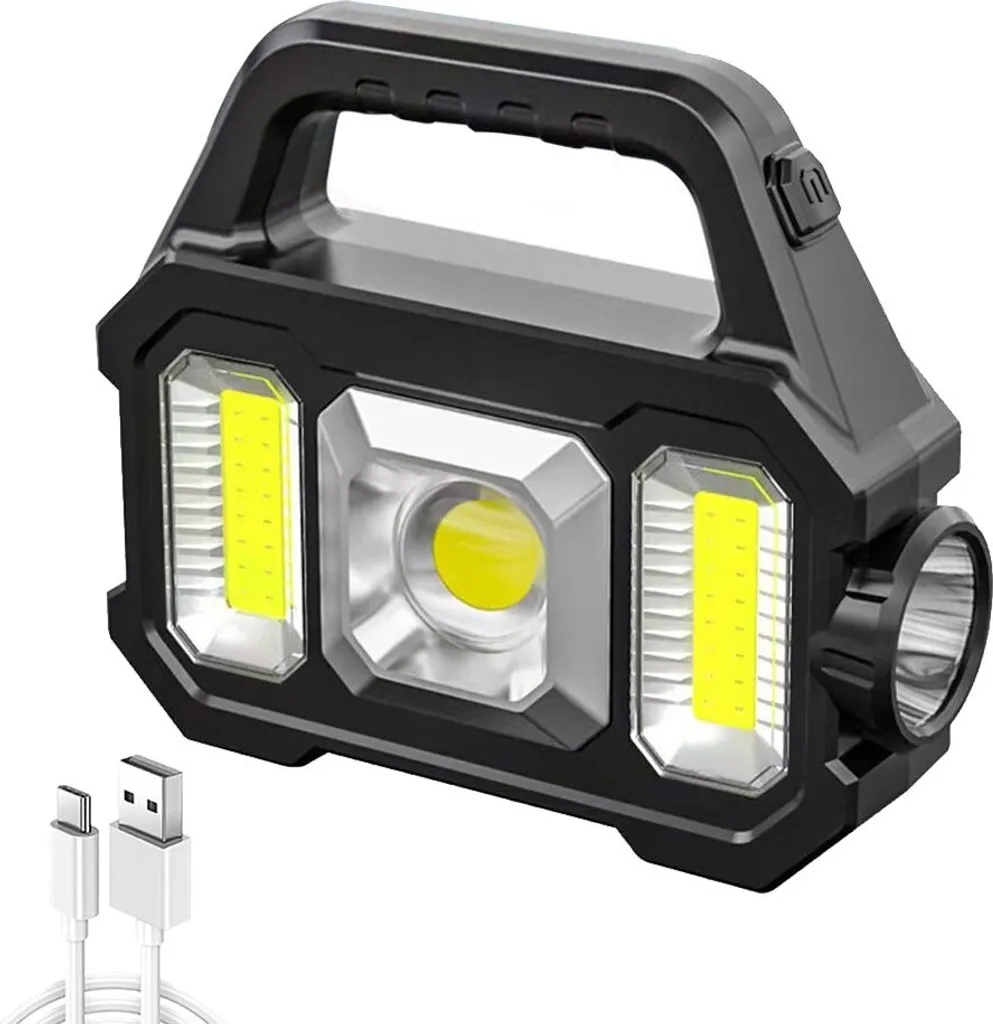6-Modi Solar LED-Taschenlampe Handlampe, USB Wiederaufladbare Taschenlampe Mit Seitenlicht Camping Suchscheinwerfer Arbeitslampe – Bild 5