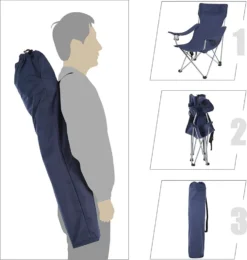 SONGMICS Campingstuhl, Klappstuhl, Outdoor-Stuhl Mit Armlehnen, Kopfstütze Und Getränkehaltern, Stabiles Gestell, Bis 150 Kg Belastbar, Dunkelblau GCB09IN -Campingbedarf Geschäft 1ee7c1f6bb02cc73751d0c2db30921b8