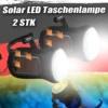 2x Solar LED Taschenlampe Wiederaufladbare Handkurbel Dynamo Camping Notfalllampe