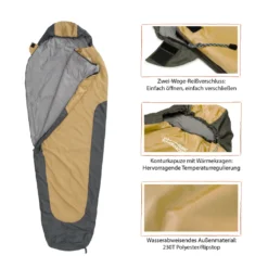 Schlafsack 220x80x50cm Curry / Grau -Campingbedarf Geschäft 25700759c53175209a2930a11d9759f8