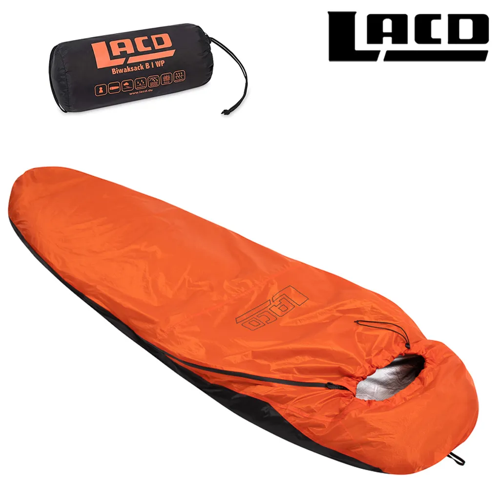 LACD - Robuster, Atmungsaktiver 1 Personen Leicht Biwaksack - Wärmereflektion, Orange – Bild 3