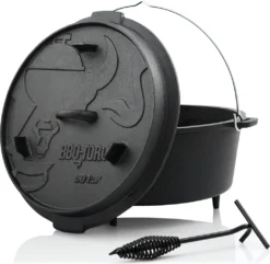 BBQ-Toro Dutch Oven DO12P, 13,6 L Premium Gusseisen Kochtopf, Gusstopf