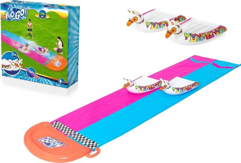 Bestway Sport H2OGO!™ 2er-Wasserrutsche Mit Aufblasbaren Lama-Schwimmtieren 488 Cm Wasserspielzeug Wasserspaß 0 – Bild 19