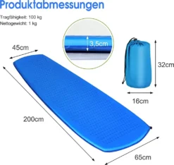 COSTWAY Camping Isomatte 200 X 65 Cm, Campingmatratze Selbstaufblasend, Schlafmatte Inklusive Tragetasche Ultraleicht, Feuchtigkeitsbeständig, Für Camping, Reisen Und Wandern -Campingbedarf Geschäft 2a51a30392a2df906a8816f19a967c6b