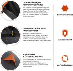 Where Tomorrow 2-Personen-Kompakt-Zelt - Pop Up Wurfzelt Trekkingzelt - 245x160x95 Cm - Grau -Campingbedarf Geschäft 2bb837d712b01049c3ecd79d142f13dd