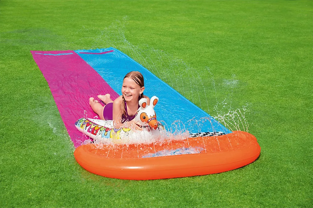 Bestway Sport H2OGO!™ 2er-Wasserrutsche Mit Aufblasbaren Lama-Schwimmtieren 488 Cm Wasserspielzeug Wasserspaß 0 – Bild 5