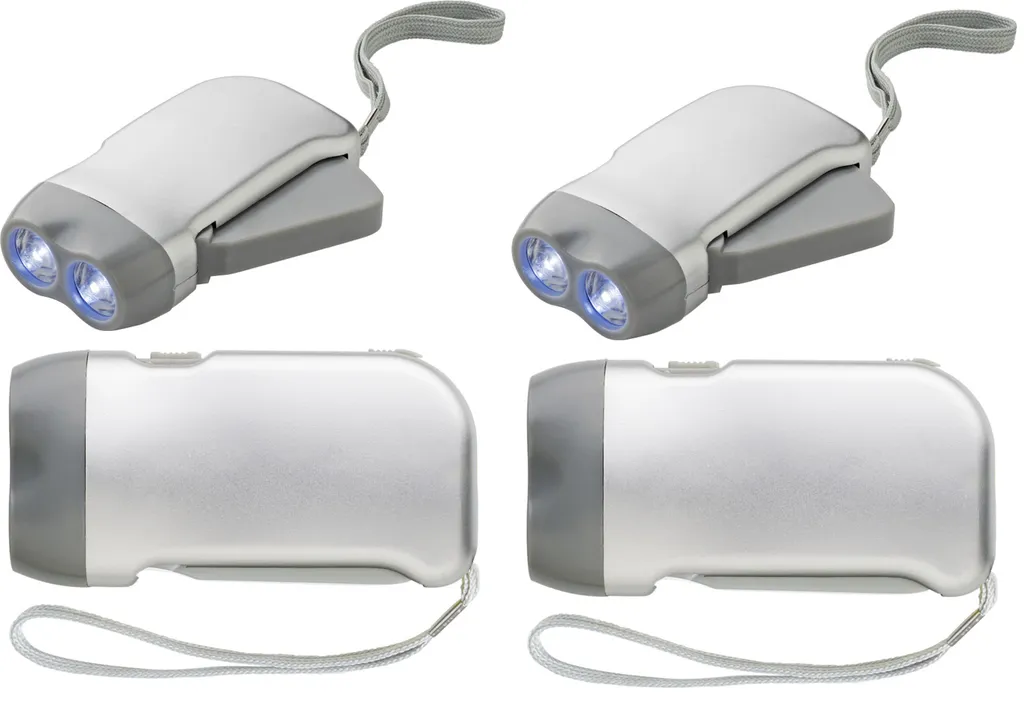 2x Dynamo Taschen Lampe 2 LED Taschenlampe Lampe Camper Kurbellampe Prepper Gr.S