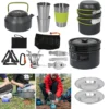 Wolketon 12x Camping Kochgeschirr Reisebesteck 2-3Person Kochtopf Kochset Essgeschirrset