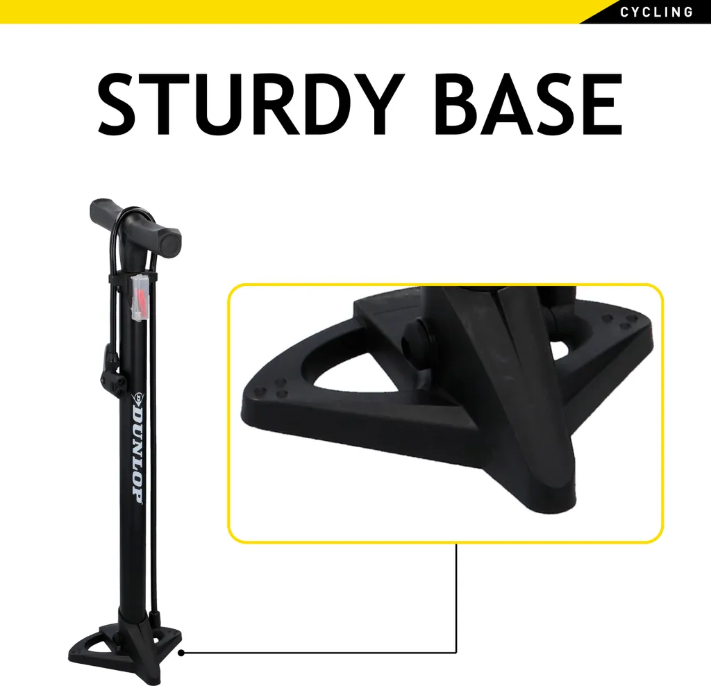 Dunlop Fahrradluftpumpe Für Alle Ventile, Tragbare Luftpumpe, Fahrradpumpe, Standpumpe, Schwarz – Bild 6