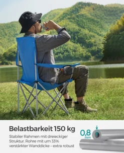 SONGMICS Campingstuhl, 2er-Set, Klappbar, Komfortabel, Klappstuhl Mit Robustem Gestell, Bis 150 Kg Belastbar, Mit Flaschenhalter, Outdoor Stuhl GCB08BU -Campingbedarf Geschäft 37a3a347cb98a0c53942d3fda179c7d7