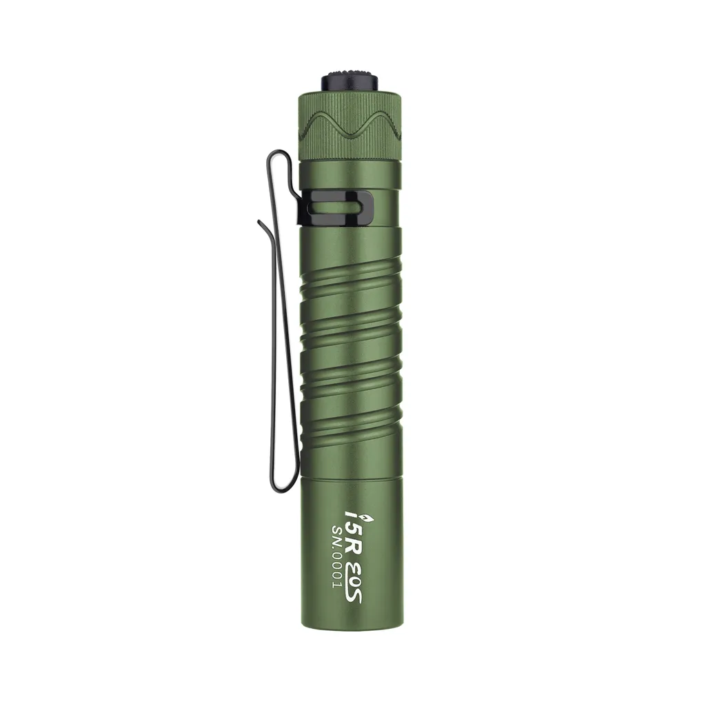 Olight I5R EOS Taschenlampe 350 Lumen Kalt Weiße LED 64 Meter Rechweite Und 37 Stunde Laufzeit Mit Heckschalter 1420mAh Batterie Per USB Wiederaufladbar Grün – Bild 2
