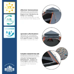 Where Tomorrow Pop Up Kuppelzelt Für 3 Personen 215 X 195 X 120 Cm Grau -Campingbedarf Geschäft 39e05cbfa5d41859dcd15baec5ca6581