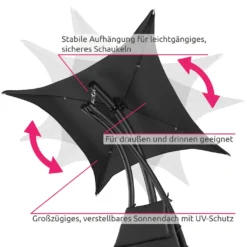 Tectake Hängeliege Kasia Mit Sonnendach - Schwarz
