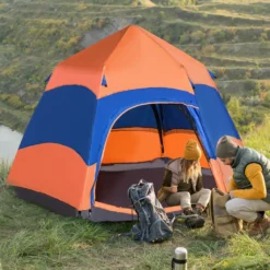 OUTSUNNY Quick-Up-Zelt Doppelwandzelt Outdoor Familienzelt Pop-Up Für 4–6 Personen 4 Jahreszeiten Wasserdicht -Campingbedarf Geschäft 3ad51cb4f5f30cd878586fd36afd7a22