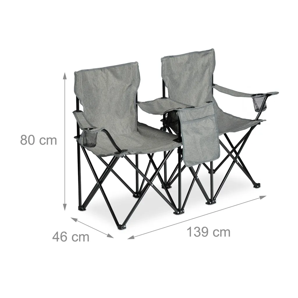 Relaxdays Doppel Campingstuhl Mit Getränkehaltern – Bild 4