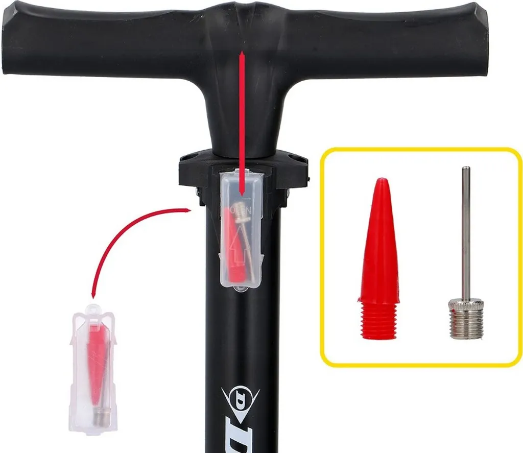 Dunlop Fahrradluftpumpe Für Alle Ventile, Tragbare Luftpumpe, Fahrradpumpe, Standpumpe, Schwarz – Bild 19