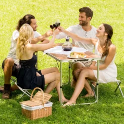 Tectake Koffertisch Mit 4 Hockern - Braun/weiß -Campingbedarf Geschäft 3f8d132ea3967ef1798ad02c76441d2c