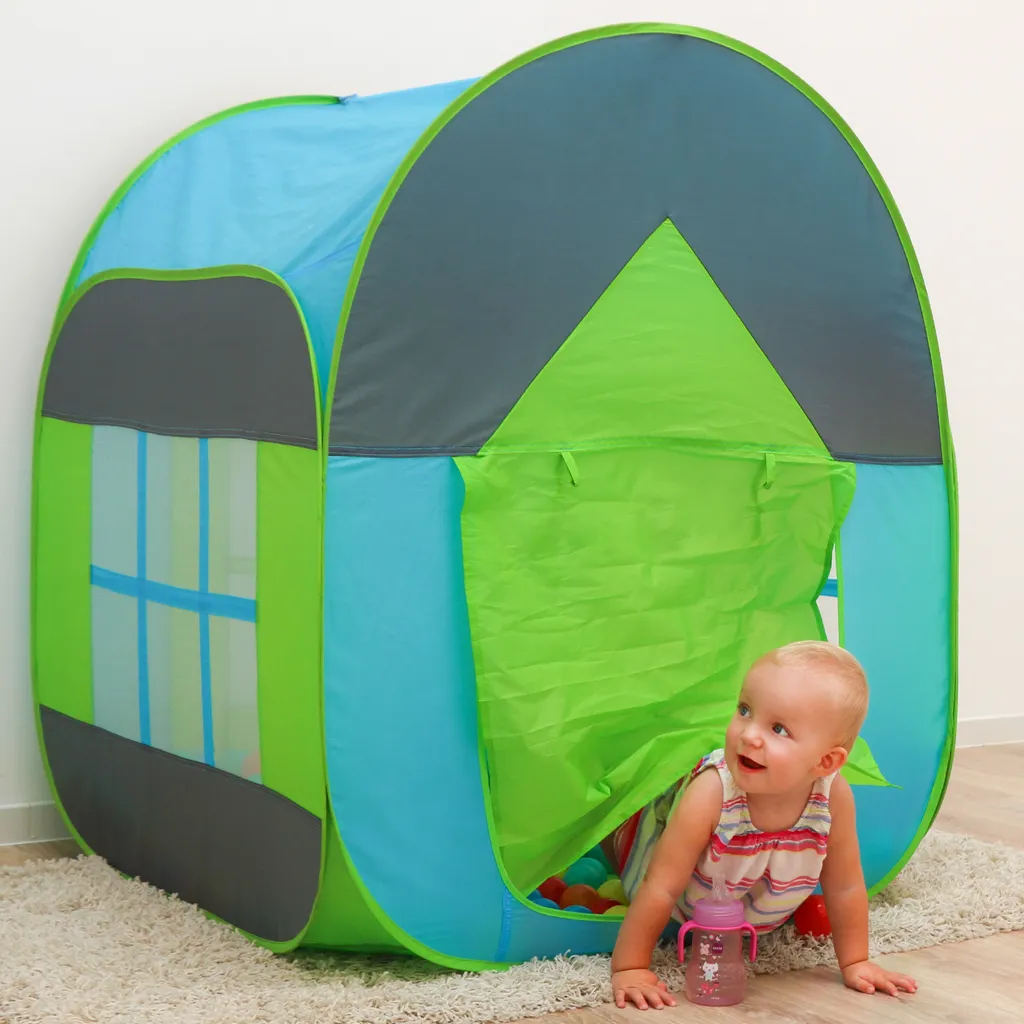 Bällebad Spielzelt 90x90x110cm Popup Baby Spielhaus Kinder-Zelt Blau – Bild 3
