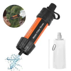 Trinkwasserfilter Wasserreinigungsstroh Mini Outdoor Living Wasserfiltration Notfall Reisewasserreinigungsschlauch (Orange)