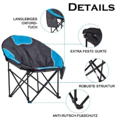 KAHOO Campingstuhl Tragbarer Moon Chair, Campingstuhl Mit Tragetasche, Gepolsterter Sitz, Blau -Campingbedarf Geschäft 45df4f2628c4da0cc15563fc9bd8eebc