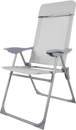 Camping Sessel 5 Positionen Fb. HellgrauAlurahmen Silber Pulverbeschichtet