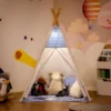 HOMCOM Tipi Zelt Spielzelt Kinderzelt Mit Kissenmatratze Kinderzimmer Teepee Zelt Outdoor Indoor Faltbare Kinder Spielzelte Spielhaus Weiß 120 X 120 X 155 Cm