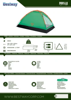 Bestway Zelt "Monodome X2 Tent" 205x145x100 Cm; 68040 -Campingbedarf Geschäft 4c3e4973743f52aa8a3c7a11a5445e55