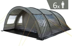 CampFeuer Zelt Relax6 Für 6 Personen | Oliv/Grau, Tunnelzelt 5000 Mm Wassersäule