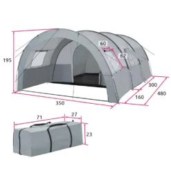 Tectake Tunnelzelt Woodstock Für 6 Personen Mit Vorzelt Und Tragetasche - Hellgrau/dunkelgrau -Campingbedarf Geschäft 4d0895323b160c6c342dc09c9ad0873f